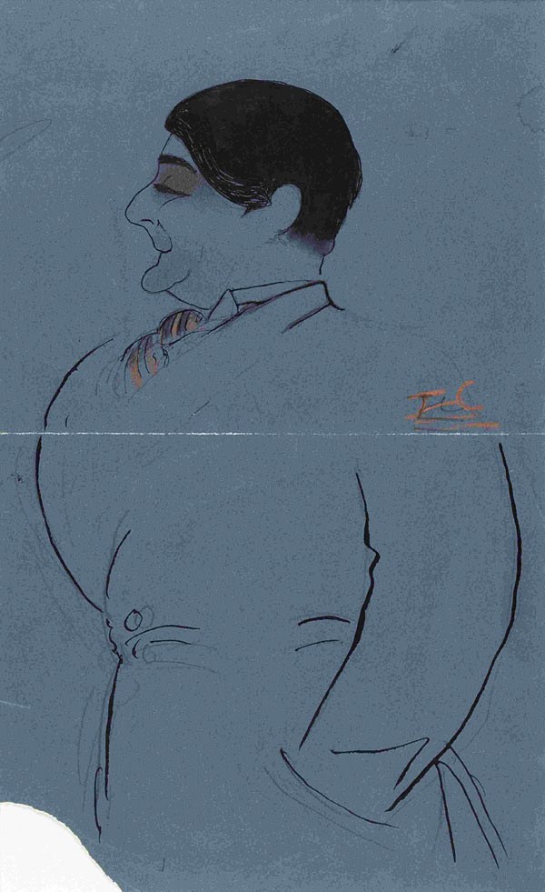 JEAN_COCTEAU_Edouard de Max], vers 1910. Dessin 30 x 18 cm. Collection particulière.