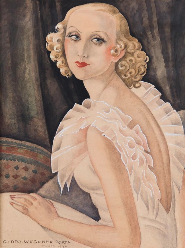 Gerda Wegener, (1886-1940), 1934, Unknown title (Portrait of Maggi Baaring, 1913-2004), Oil on canvas.