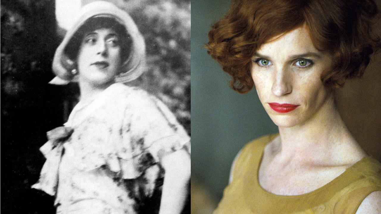 Lili Elbe (left), whose life story is told in 'The Danish Girl', starring Eddie Redmayne (right)